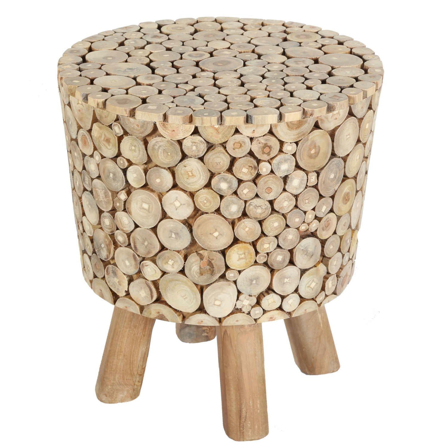 Hocker Holz Hocker Merida mit Ästen Zweigen verkleidet