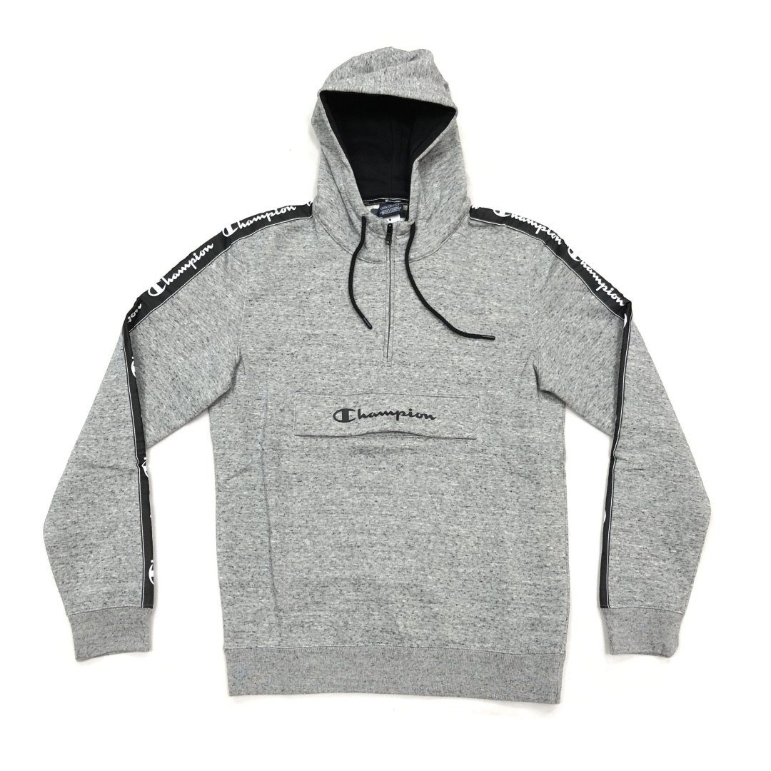 Champion Hoodie Champion Herren Half-Zip Hoodie Tape grau (1-tlg)