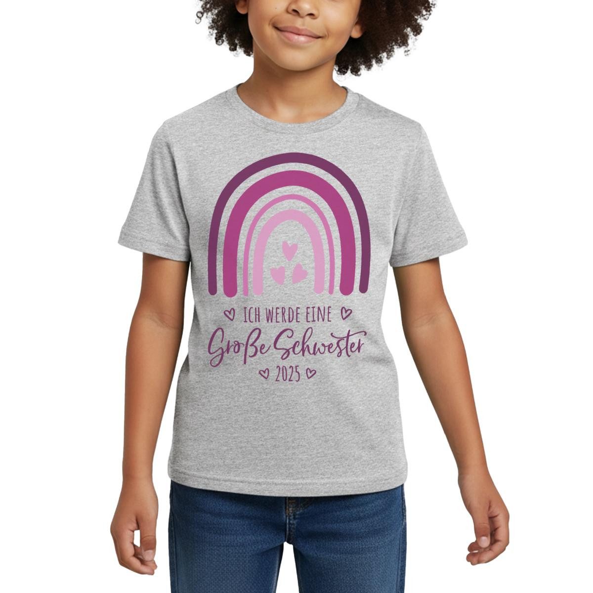 T-Shirt Ich Werde Große Schwester 2025 Regenbogen Geburt Kinder T-Shirt