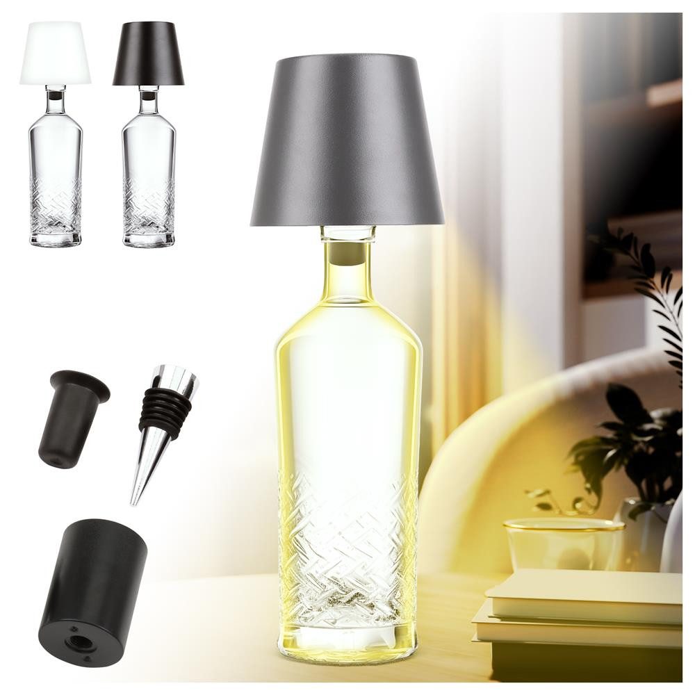 AddLiving LED Tischleuchte Bottle Light V2442 LED-Flaschenlampe grau mit Touch, 56 LEDs, 3 Lichtfarben, Touch-Funktion, stufenlos dimmbar