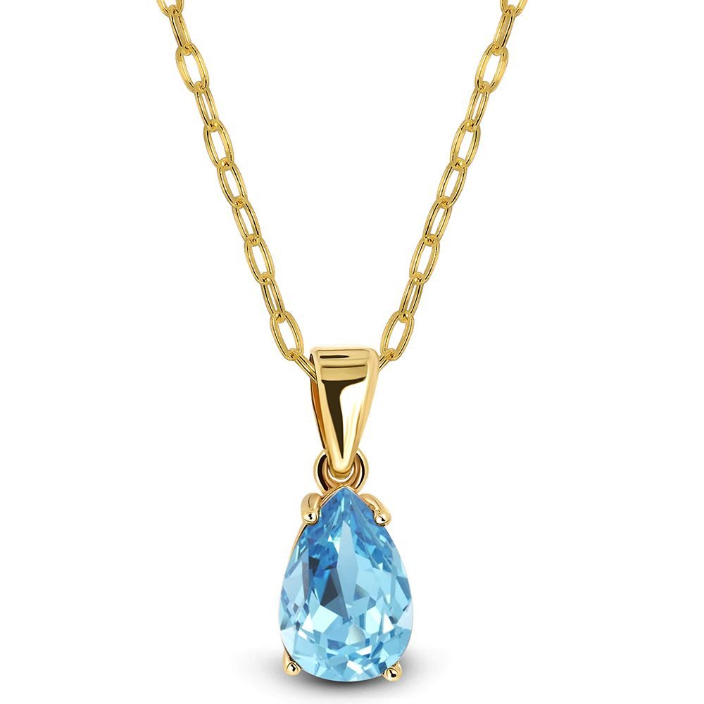 Miore Kette mit Anhänger MA9023N - aus Echtgold 9K (375) Gelbgold und blauem Topas 1,47 Karat, Kettenlänge 45 cm