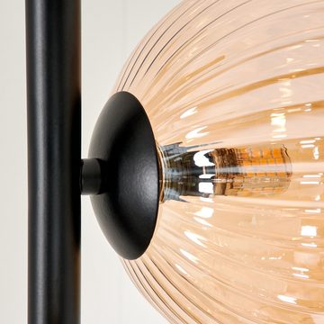 hofstein Stehlampe Stehlampe aus Metall/Riffelglas in Schwarz/Rauch/Bernstein, ohne Leuchtmittel, Leuchte, Schirme aus Glas (12cm, 15cm), 5x G9, ohne Leuchtmittel