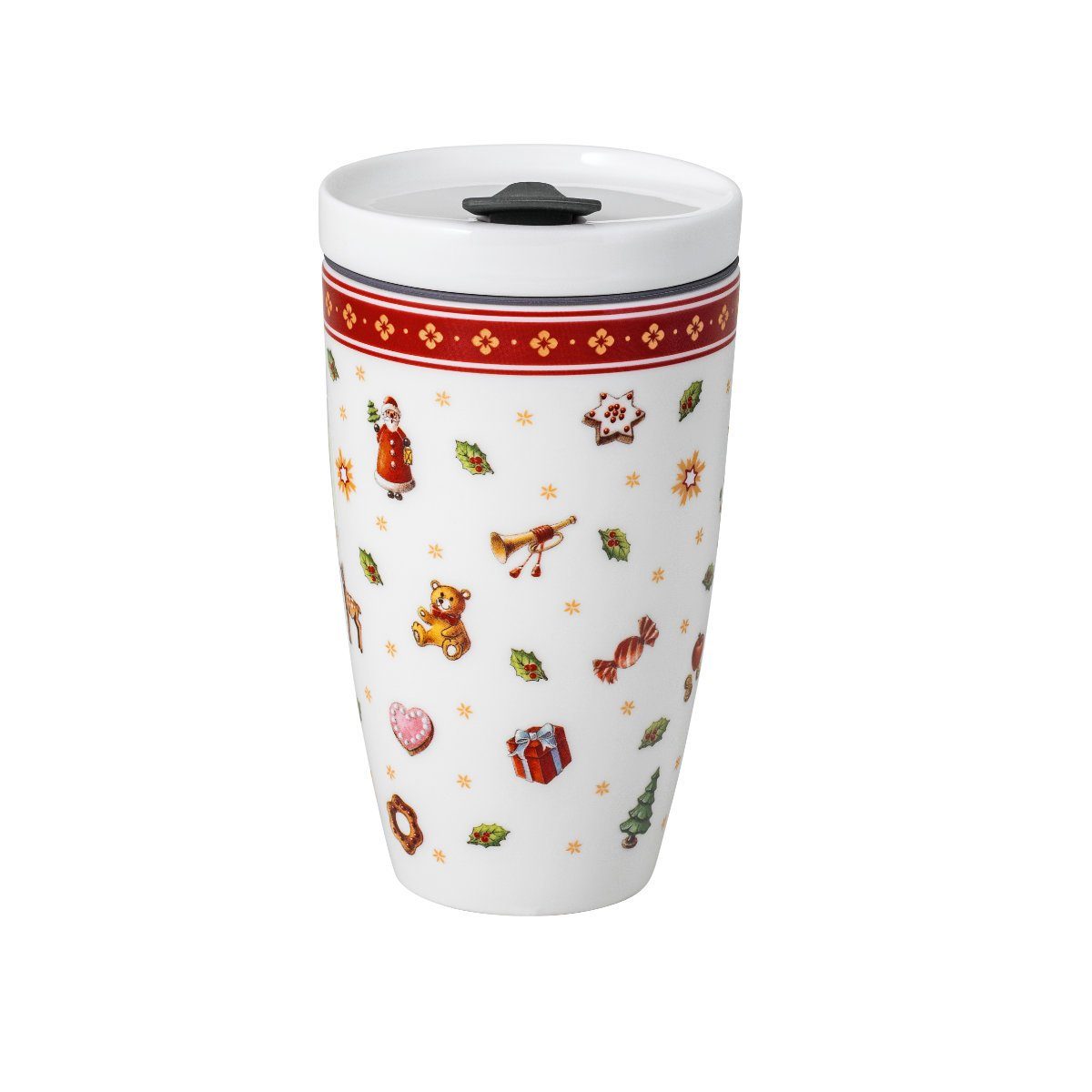 Villeroy & Boch Becher Coffee To Go Weihnachtsdekoration, Baumwolle, Porzellan, Silikon, 0,35 L