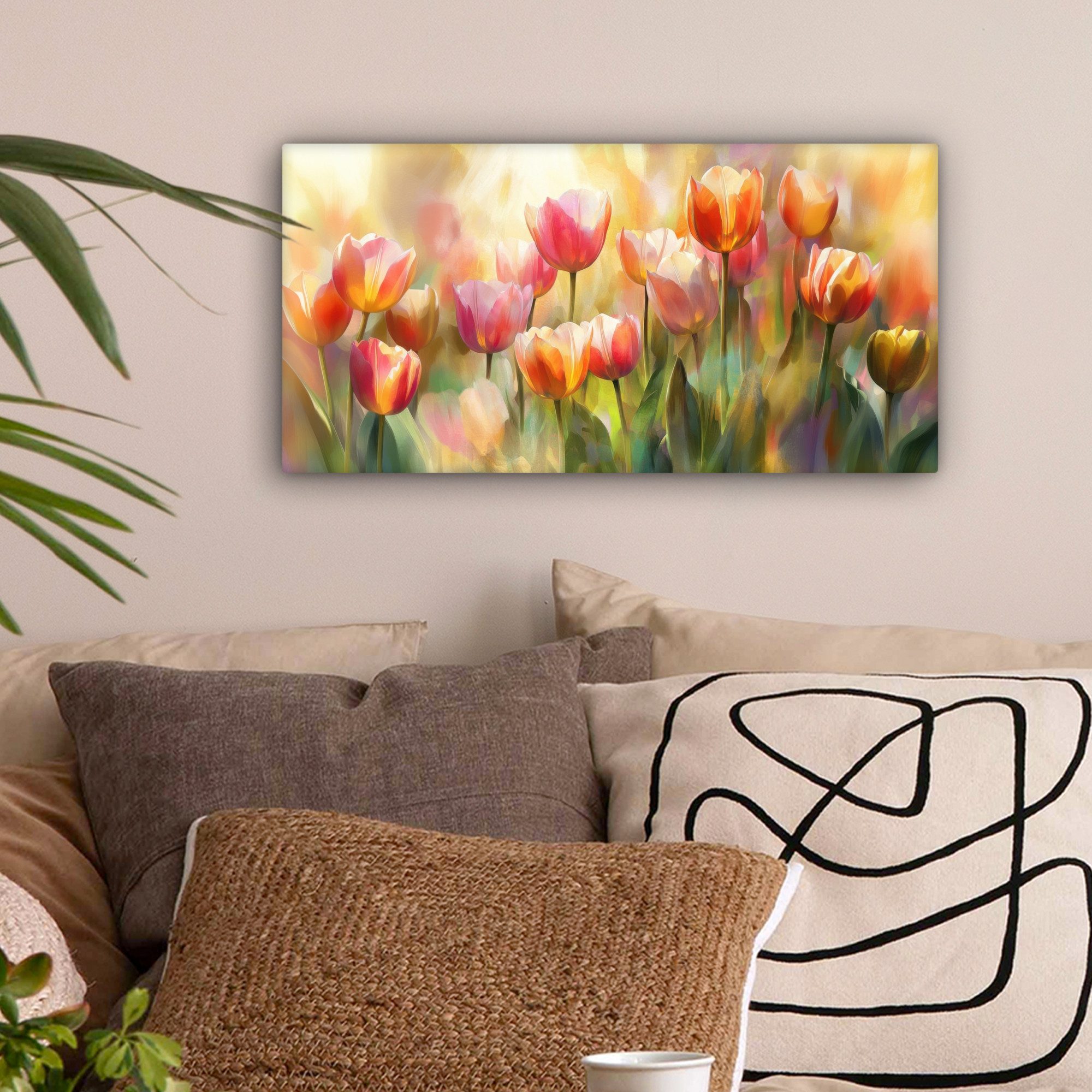 OneMillionCanvasses® Leinwandbild Panorama Tulpen - Märchenhaft günstig online kaufen