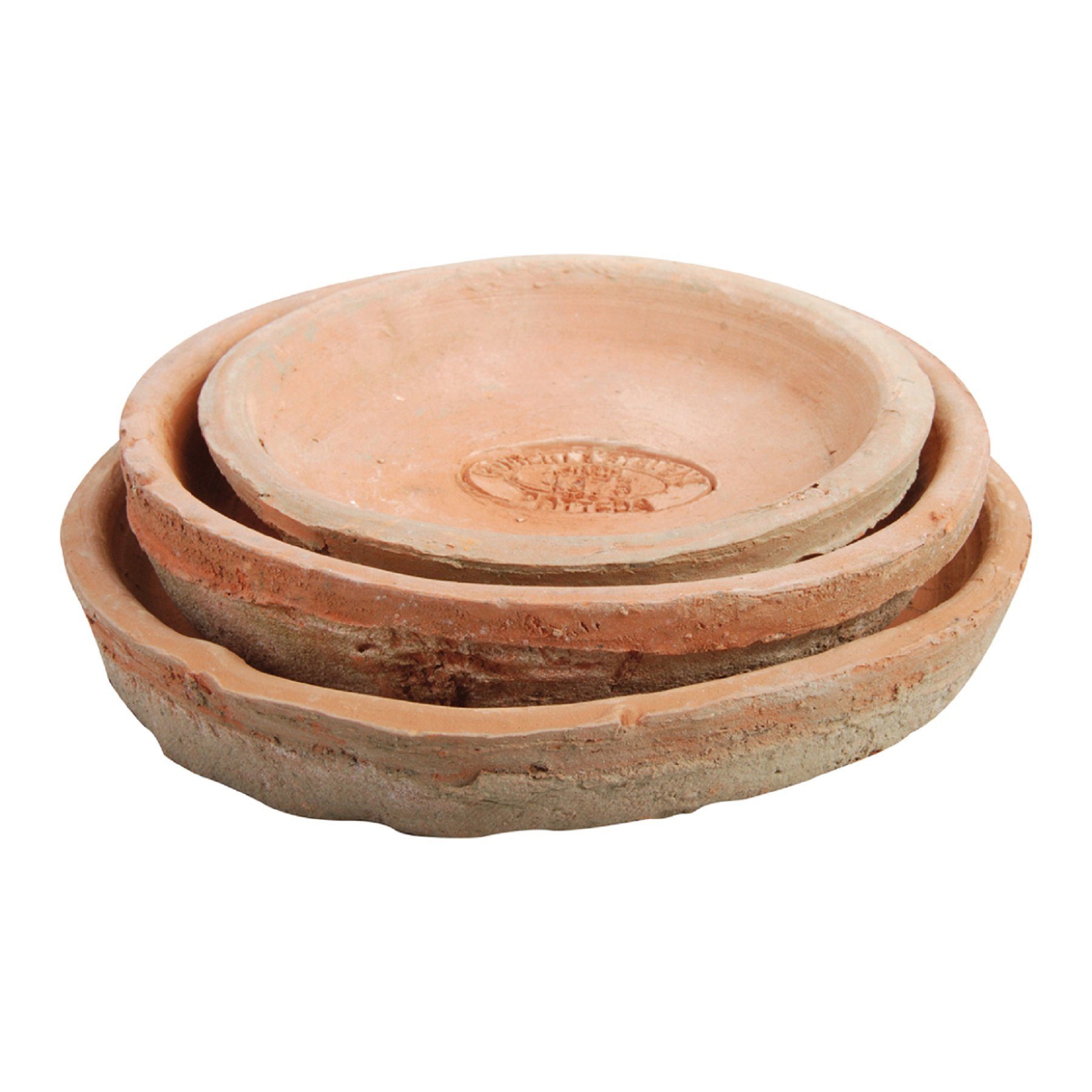 esschert design Übertopf 3er Satz Set Untersetzer rund Aged Terracotta Blumen Pflanzen Esschert Design