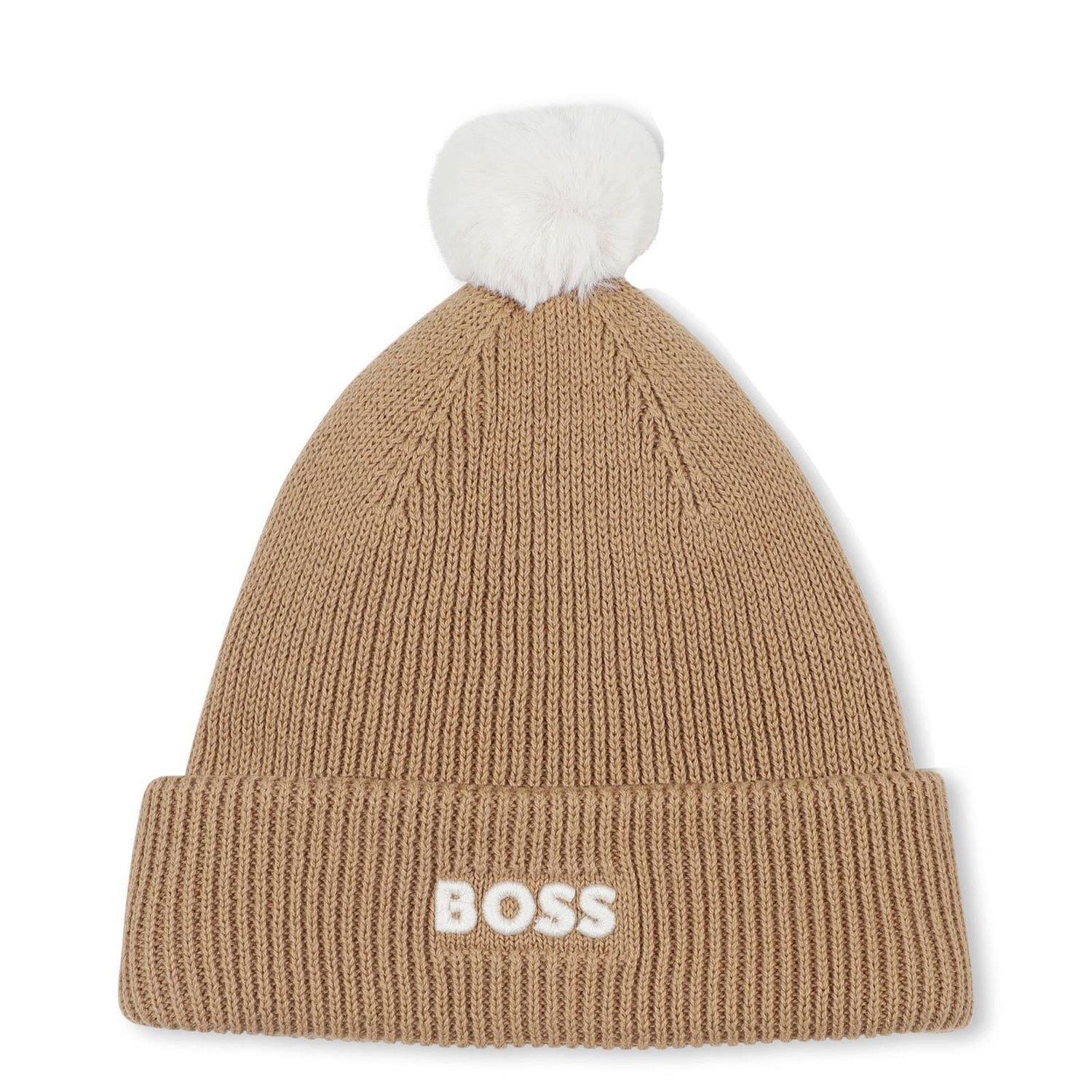 Boss Kidswear Strickmütze BOSS Kidswear Strickmütze mit Bommel – „Plätzchen“