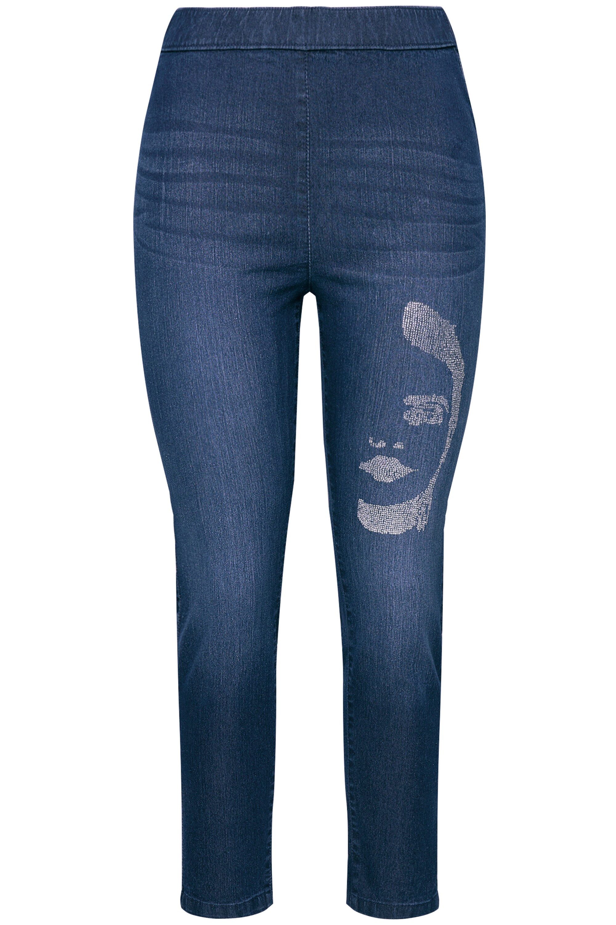 MIAMODA Schlupfhose Jeggings Slim Fit mit Glitzersteinchen-Gesicht günstig online kaufen