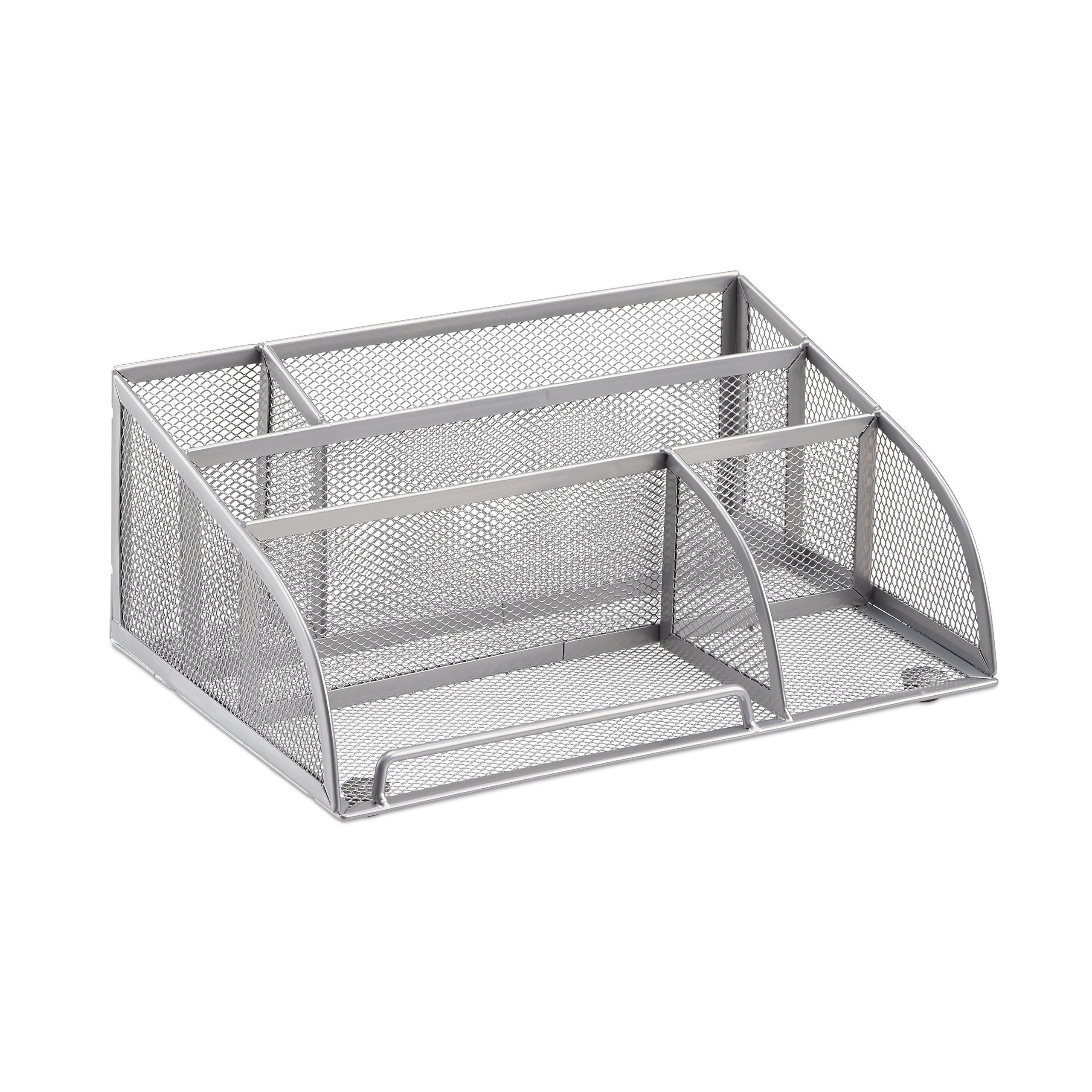 relaxdays Organizer Schreibtischorganizer 5 Ablagen Metall, silber