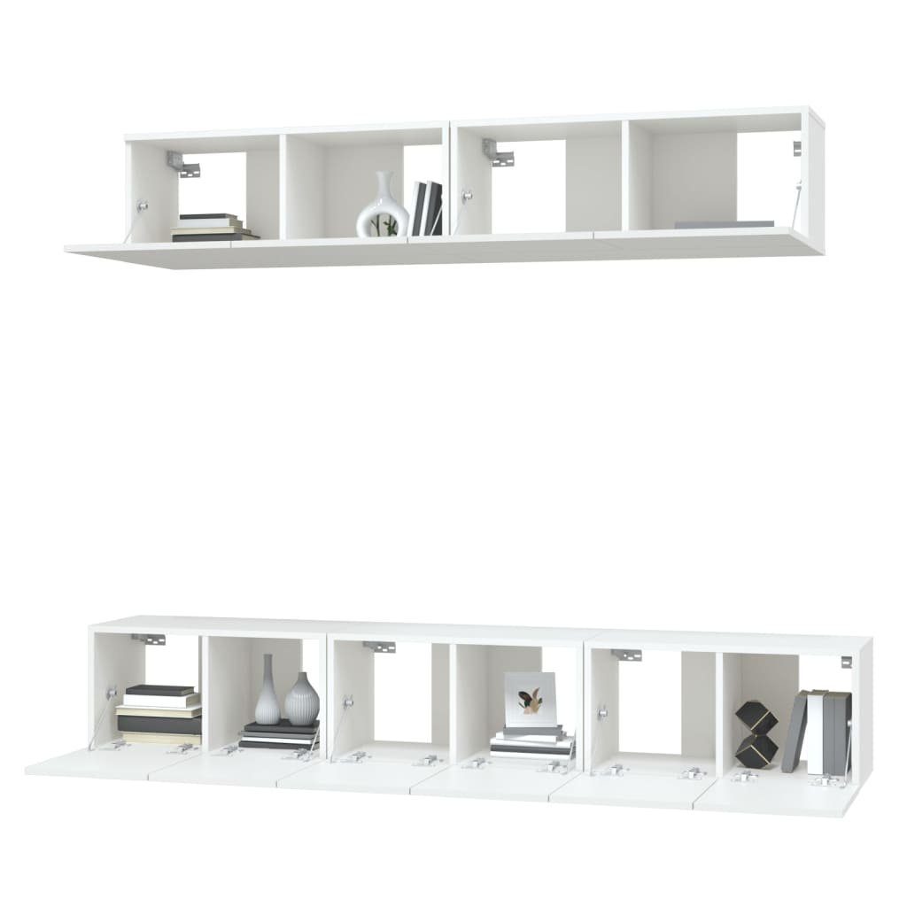 Weiß TV-Schrank Holzwerkstoff furnicato TV-Schrank-Set 5-tlg.