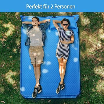 KOMFOTTEU Isomatte Schlafmatte Selbstaufblasend, Campingmatte für 2 Personen, mit Kissen, 186 x130 cm