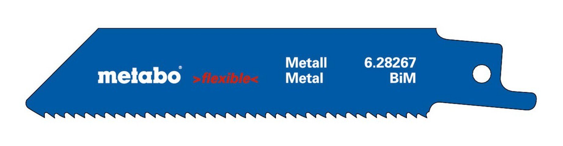 metabo Säbelsägeblatt (5 Stück), Säbelsägeblätter Metall Serie flexible 100 x 0,9 mm BiM 2 mm / 14 TPI