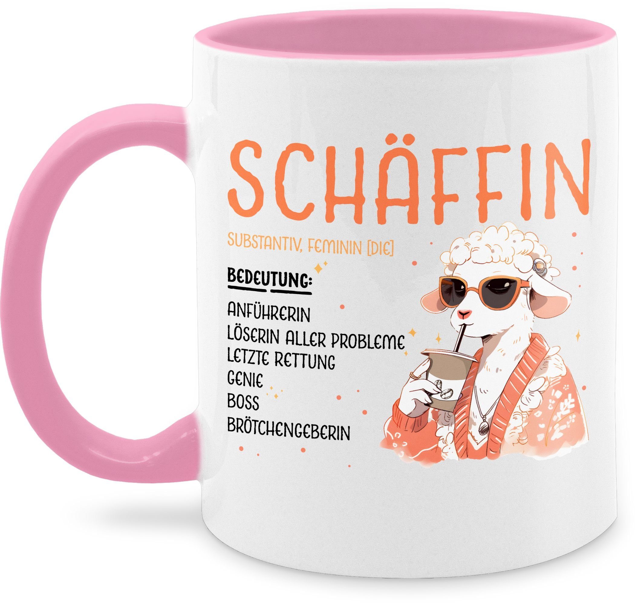 Shirtracer Tasse Schäffin - Chefin Geschenk Anführerin Leiterin Vorgesetzte Lustig Witz, Keramik, Kaffeetasse Job Geschenk 2 Rosa