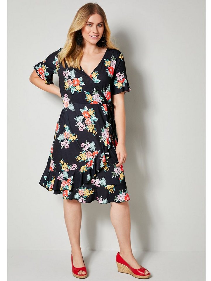 Sara Lindholm by HAPPYsize Kleid mit Blumendessin in schwarz