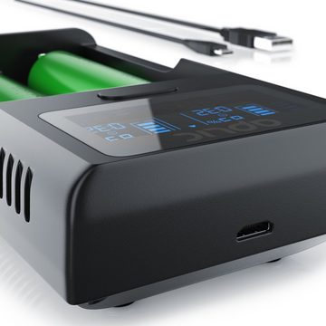 Aplic Batterie-Ladegerät (2000 mA, USB, LCD Display, für wiederaufladbare 3,7V + 3,6V Li-Ion Akkus)