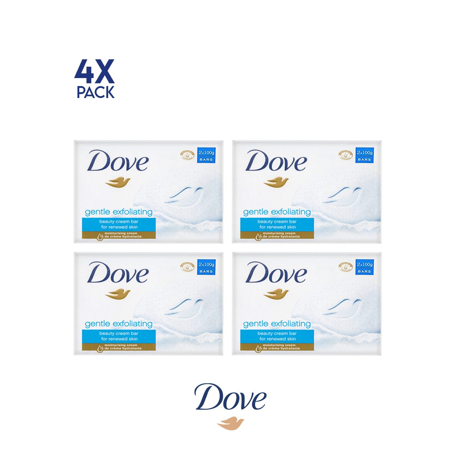 DOVE / UNILEVER Gesichtsseife Dove Seifenstück Gentle - feuchtigkeitsspendend und erfrischend, 4-tlg., Dove Seifen feuchte und weiche Haut den ganzen Tag