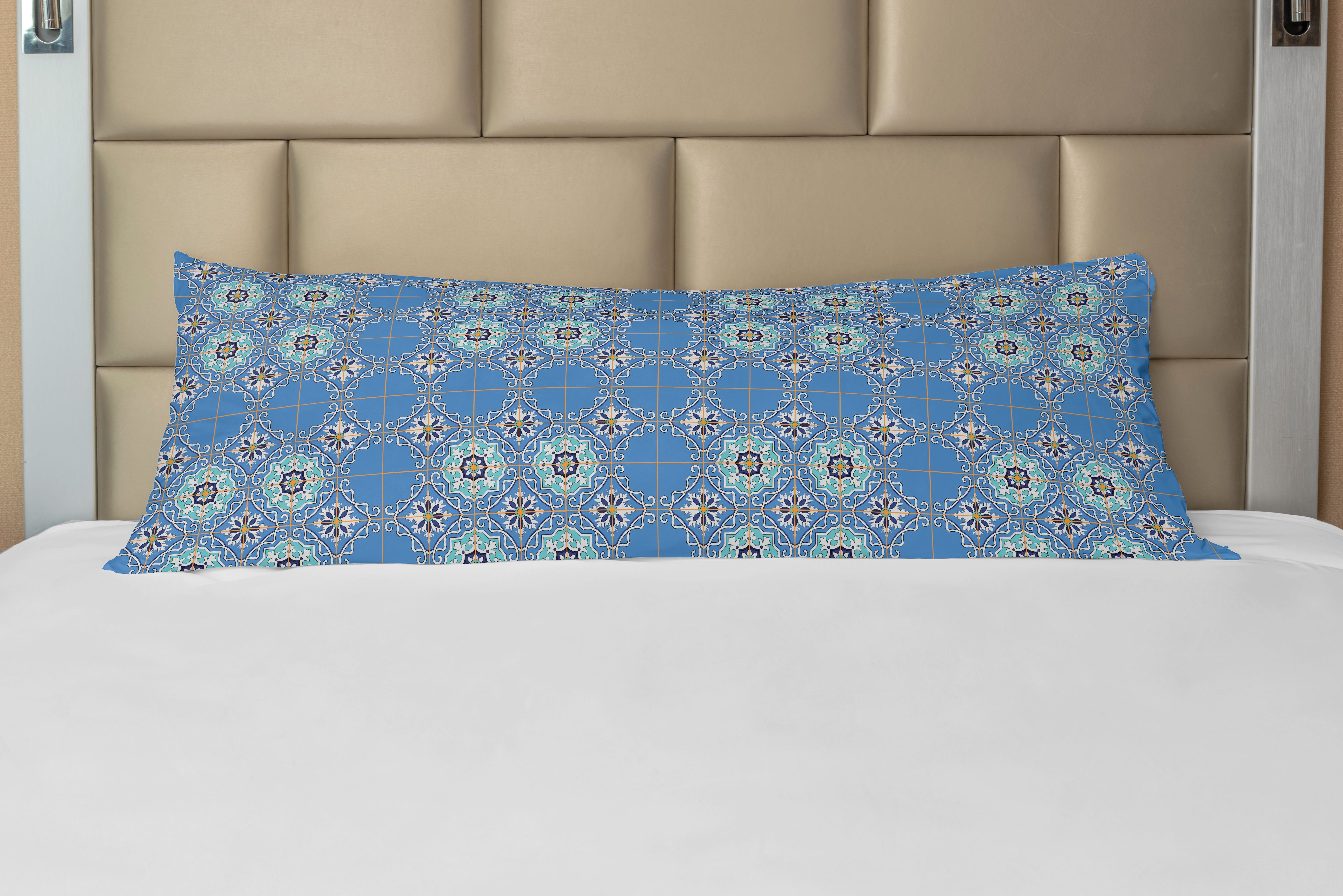 Langer Kissenbezug, Deko-Akzent Seitenschläferkissenbezug Patchwork-Art-Blau Abakuhaus, marokkanisch