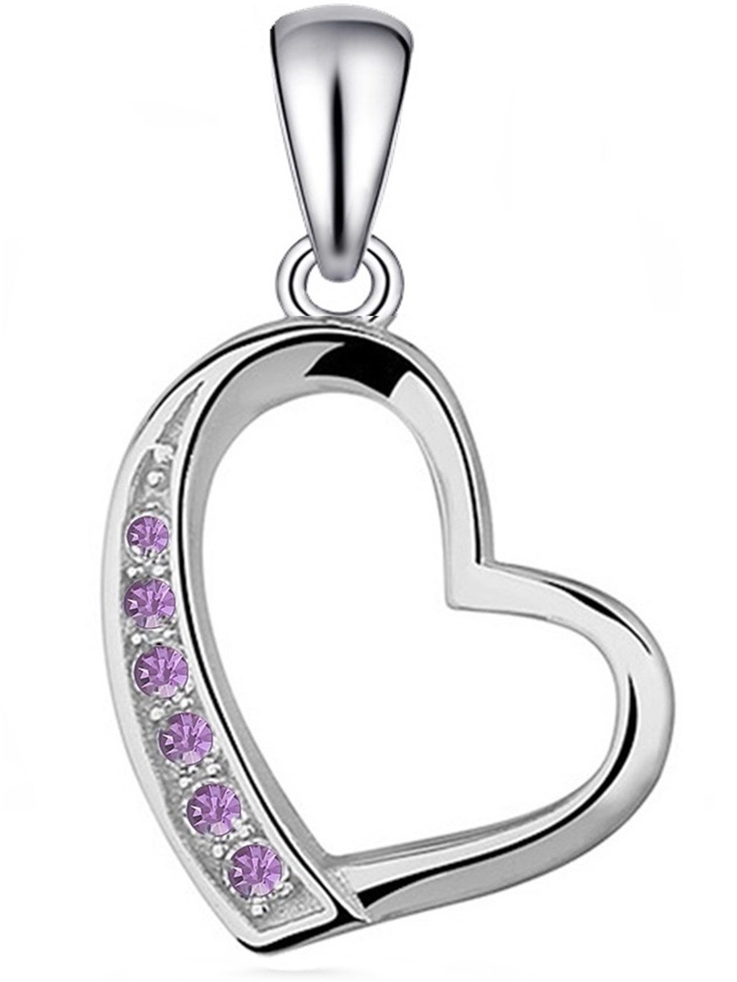 Goldene Hufeisen Herzanhänger Herz Anhänger 925 Sterling Silber mit Zirkonia Kristall Kettenanhänger (1 Stück, inkl. Geschenkbox), Rhodiniert
