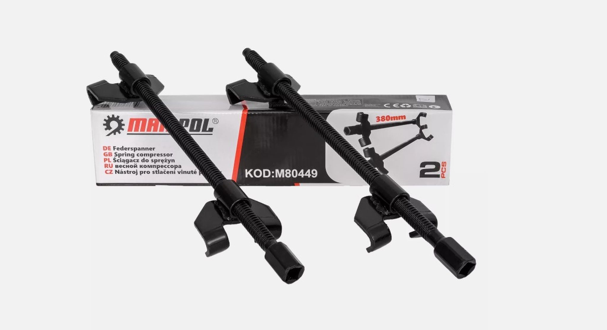 Falon-Tech Eckenspanner Federspanner Spannweite 380mm für KFZ Montagespanner 2tlg.