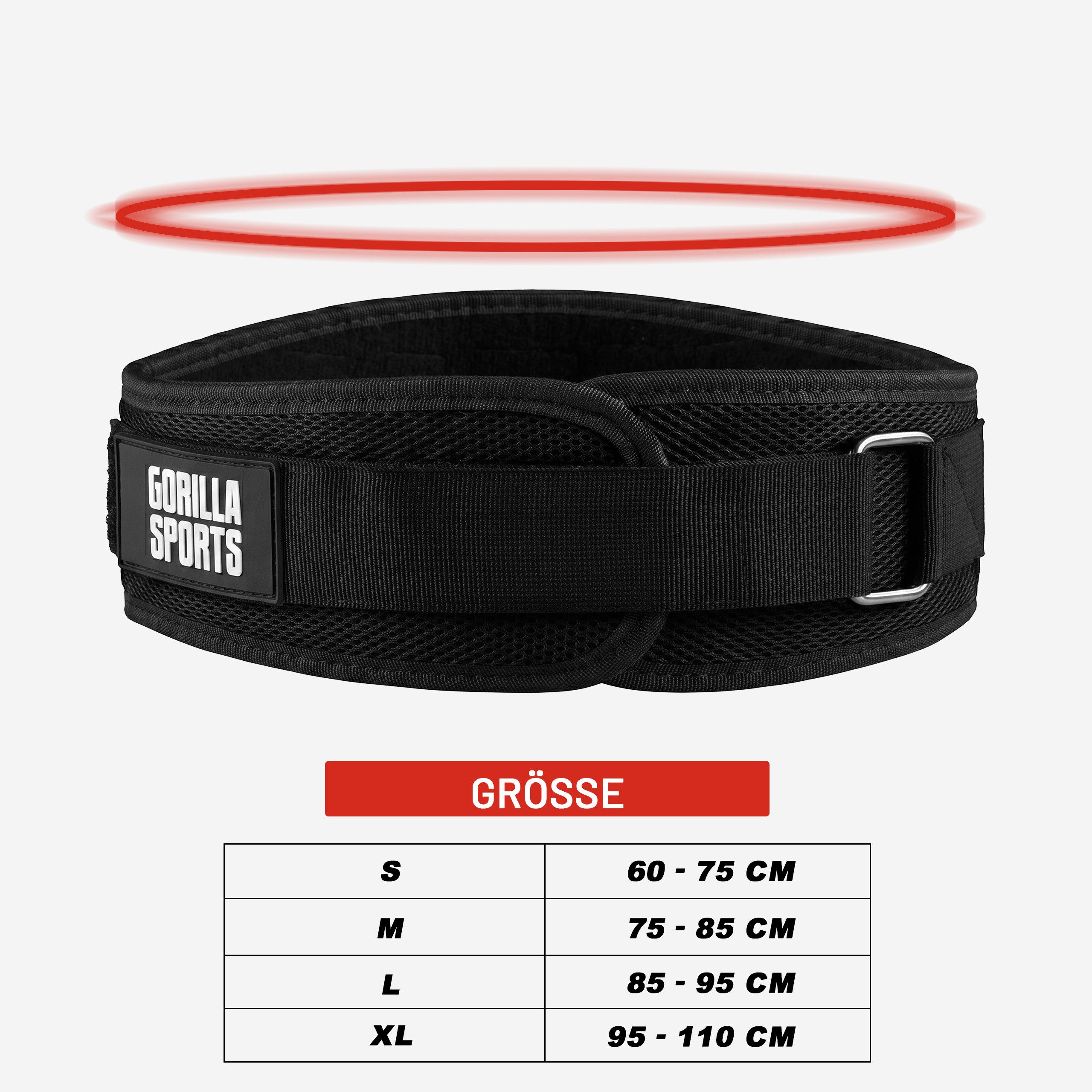 GORILLA SPORTS Ledergürtel Gewichthebergürtel Neopren Klettverschluss S–XL