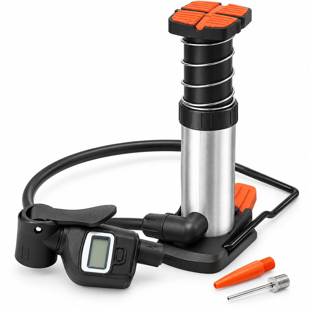 Bikers Dream Fußpumpe Mini-Fußpumpe mit digitalem Manometer 12 bar