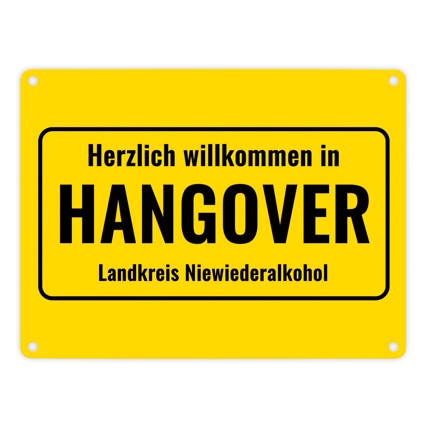 Metallschild Metallschild in 15x20 cm mit Alkohol Spruch Herzlich willkommen