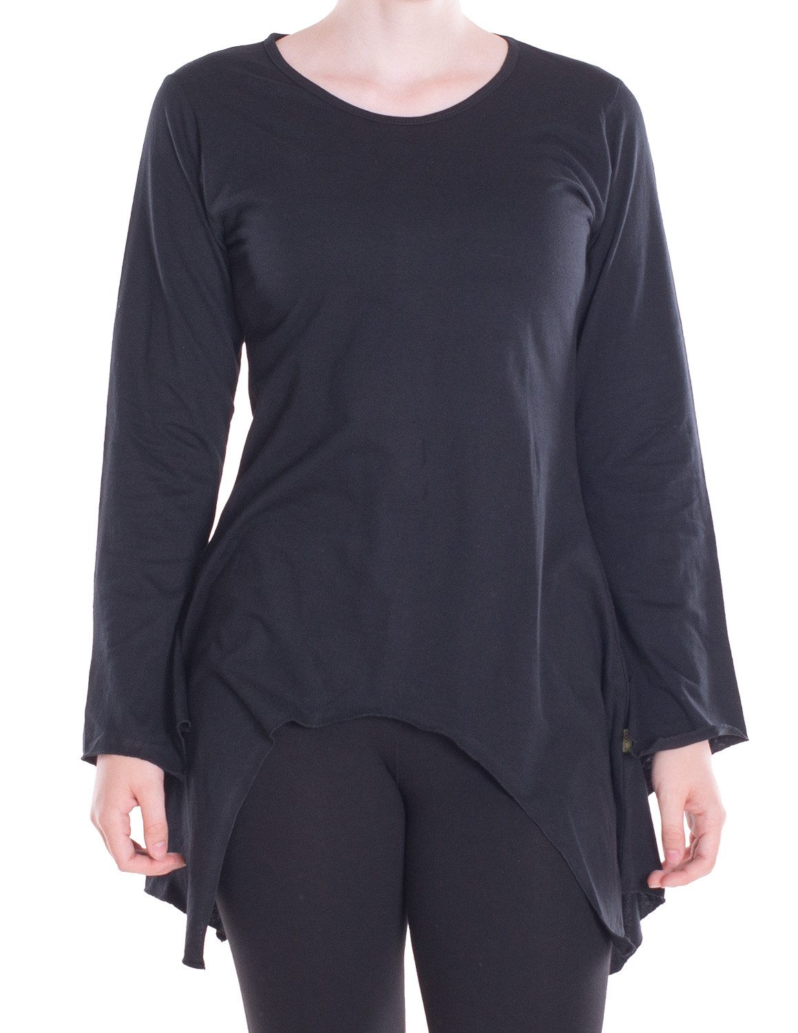 Vishes Tunikakleid Einfarbige Baumwoll Zipfel-Tunika Damen Langarm Herbst A günstig online kaufen