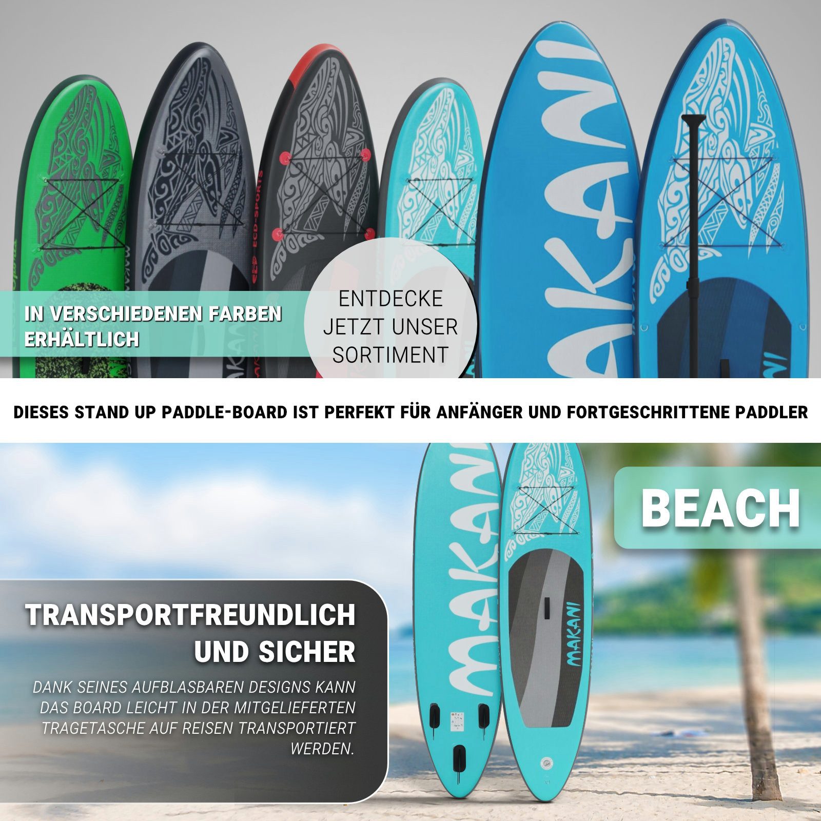 HAGO Inflatable SUP-Board Stand Up Paddle Board Allround SUP Komplettset 320 cm Drop-Stitch-Kern