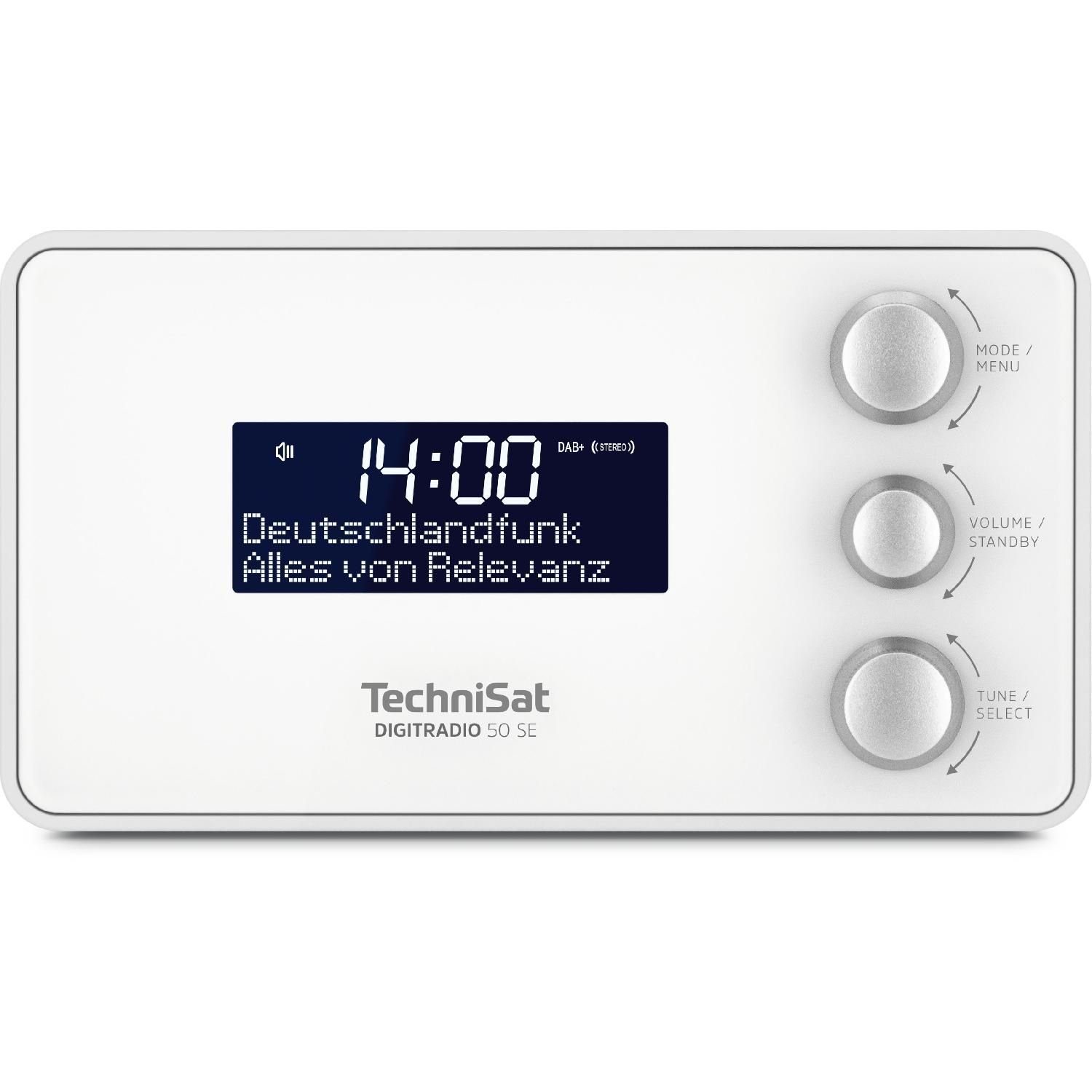 TechniSat DIGITRADIO 50 SE UKW USB-Charging Wecktimer Digitalradio Digitalradio (DAB) (DAB+ Digitalradio UKW-Radio, Snooze- und Sleep-Funktion, 3 W) weiß | Digitalradios (DAB+)