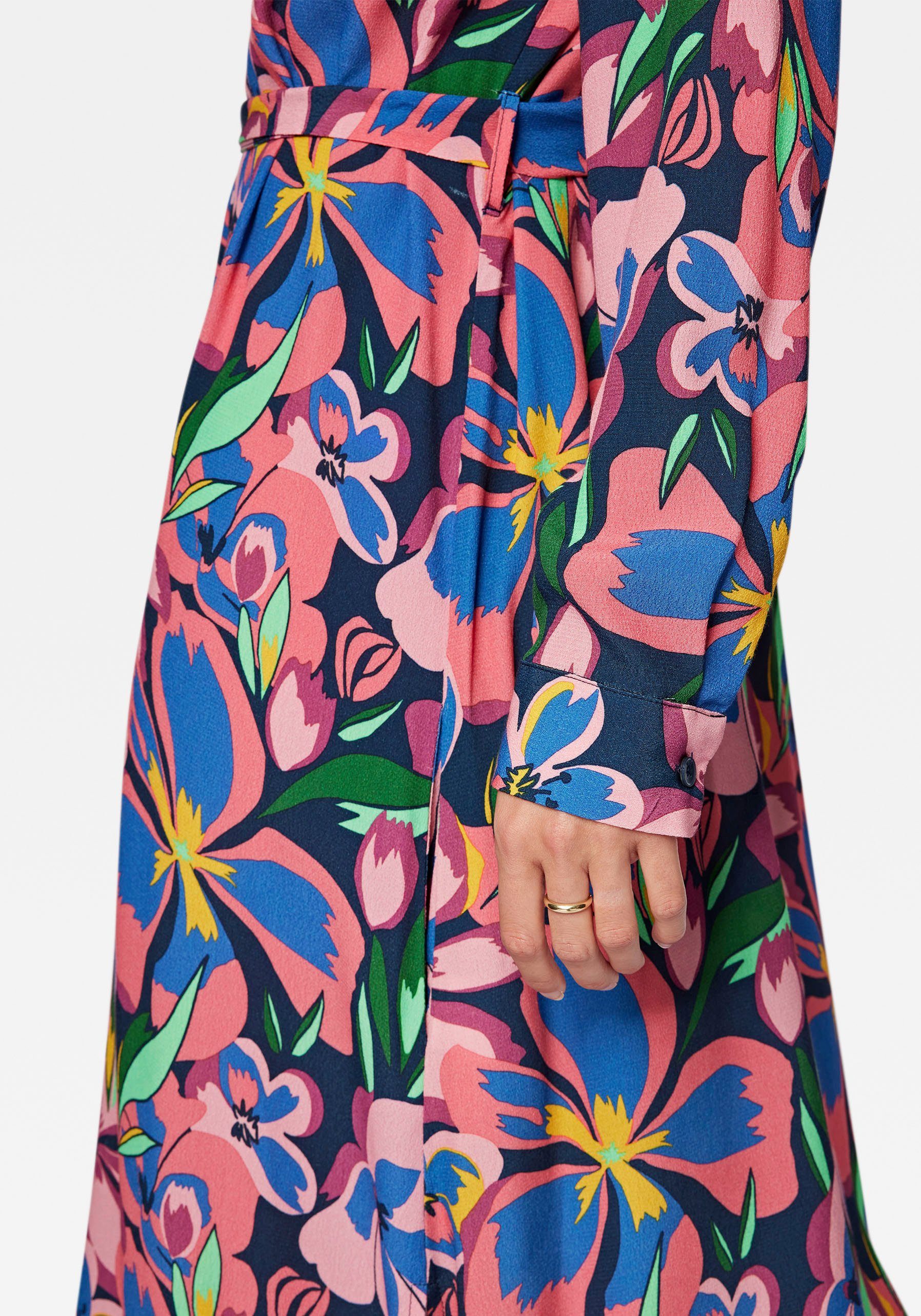 Mavi Maxikleid PRINTED navy rose DRESS der in mit flower big violet pr Taille LONG Bindeband