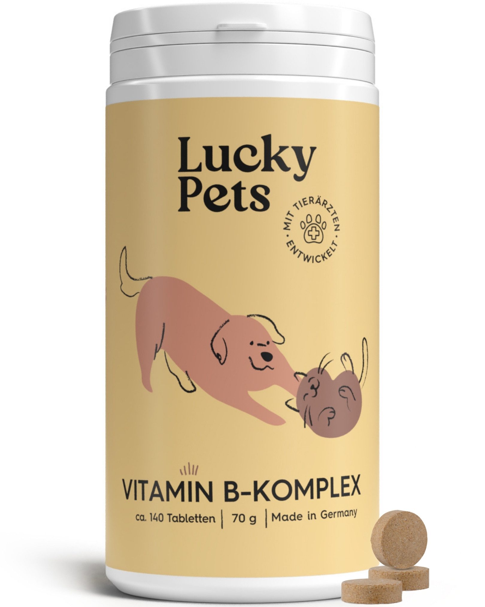 Lucky Pets Vitamin B Komplex für Hunde mit Bierhefe für Nerven, Haut & Fell, Nahrungsergänzungsmittel für: Katzen, Hunde