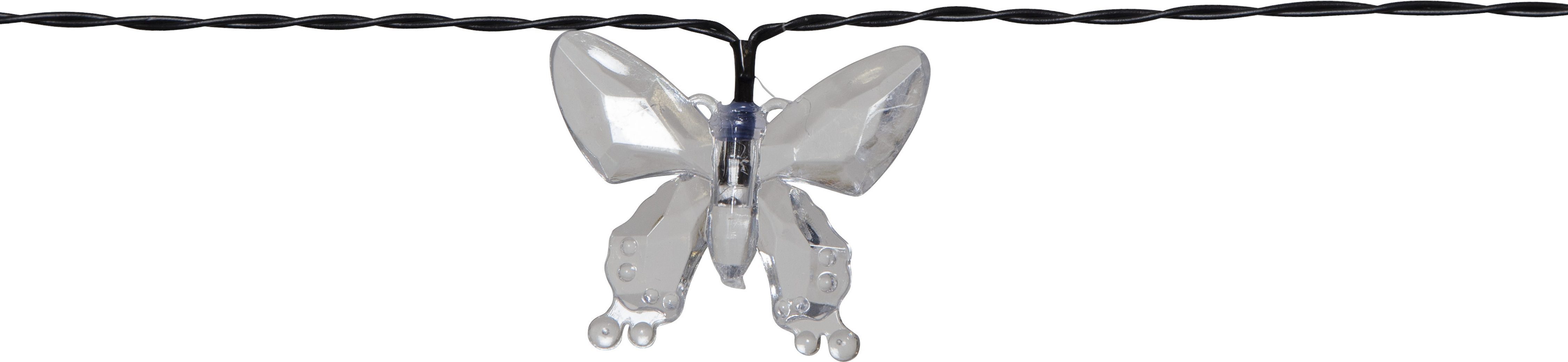 STAR TRADING LED-Lichterkette Papillon, 15-flammig, tranparente Schmetterlinge, 2,8 m, Akku, Vierfarb-Karton