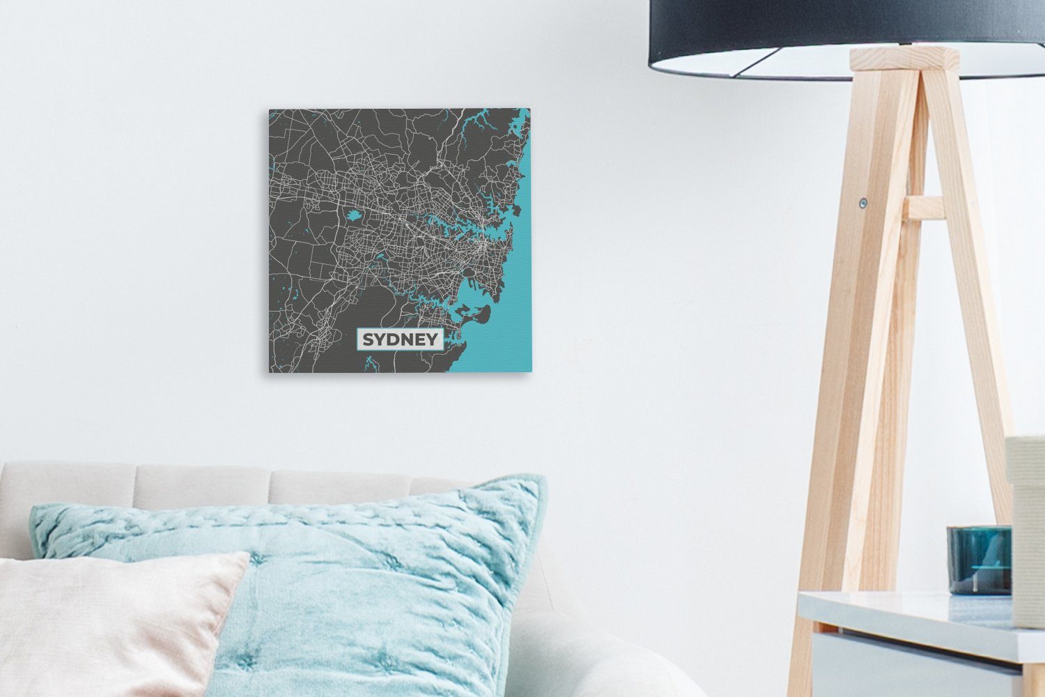Wohnzimmer Leinwand Schlafzimmer - Blau Bilder - OneMillionCanvasses® Sydney für (1 Karte Leinwandbild St), - Stadtplan,