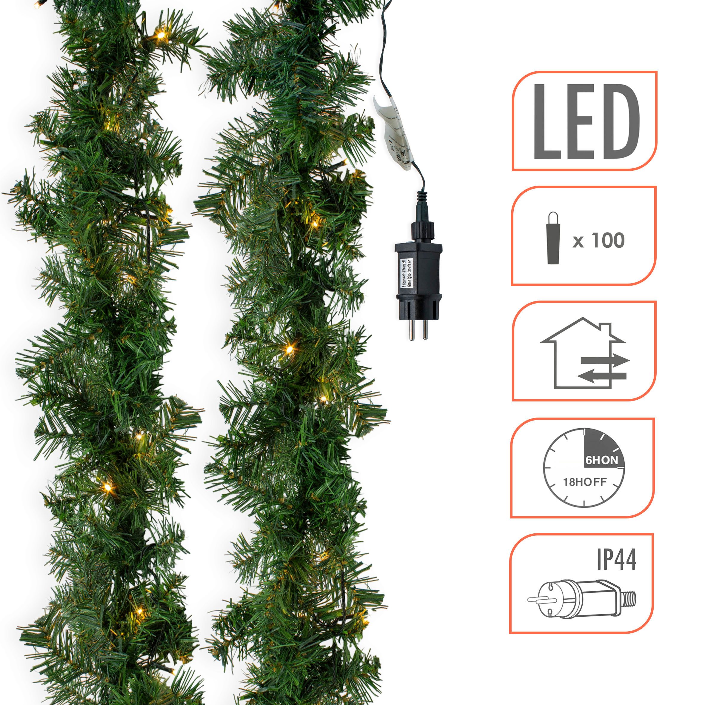 Spetebo LED-Girlande Weihnachtsgirlande 810cm - 100 LED / Timer, 100-flammig, Timer Funktion
