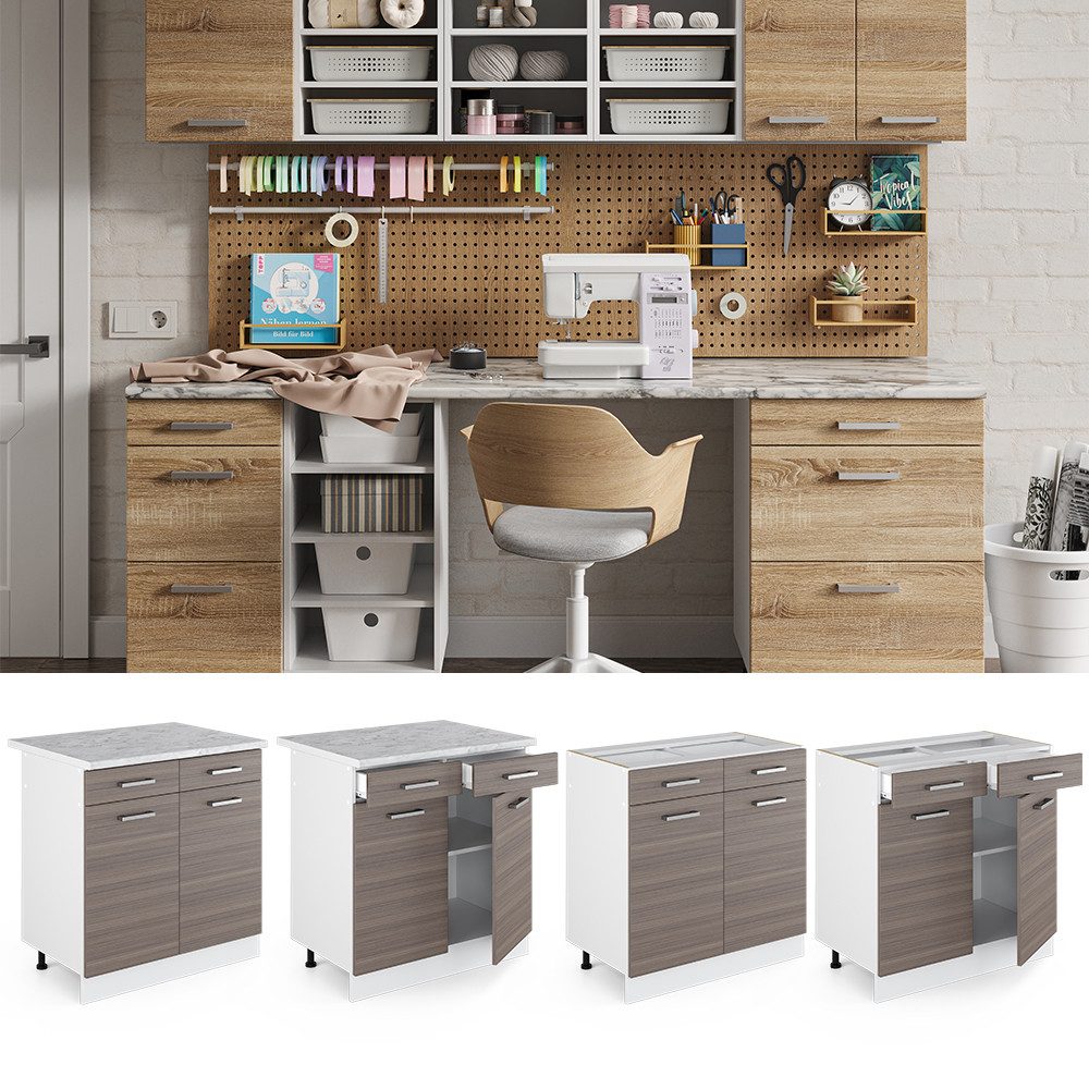 Vicco Schranksystem R-Line, Grau/Weiß, 80cm mit günstig online kaufen