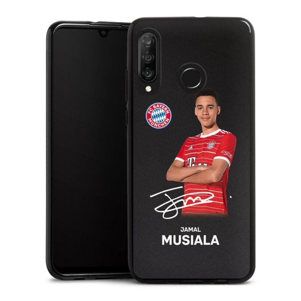 DeinDesign Handyhülle Jamal Musiala Offizielles Lizenzprodukt FC Bayern  München, Huawei P30 Lite Silikon Hülle Bumper Case Handy Schutzhülle