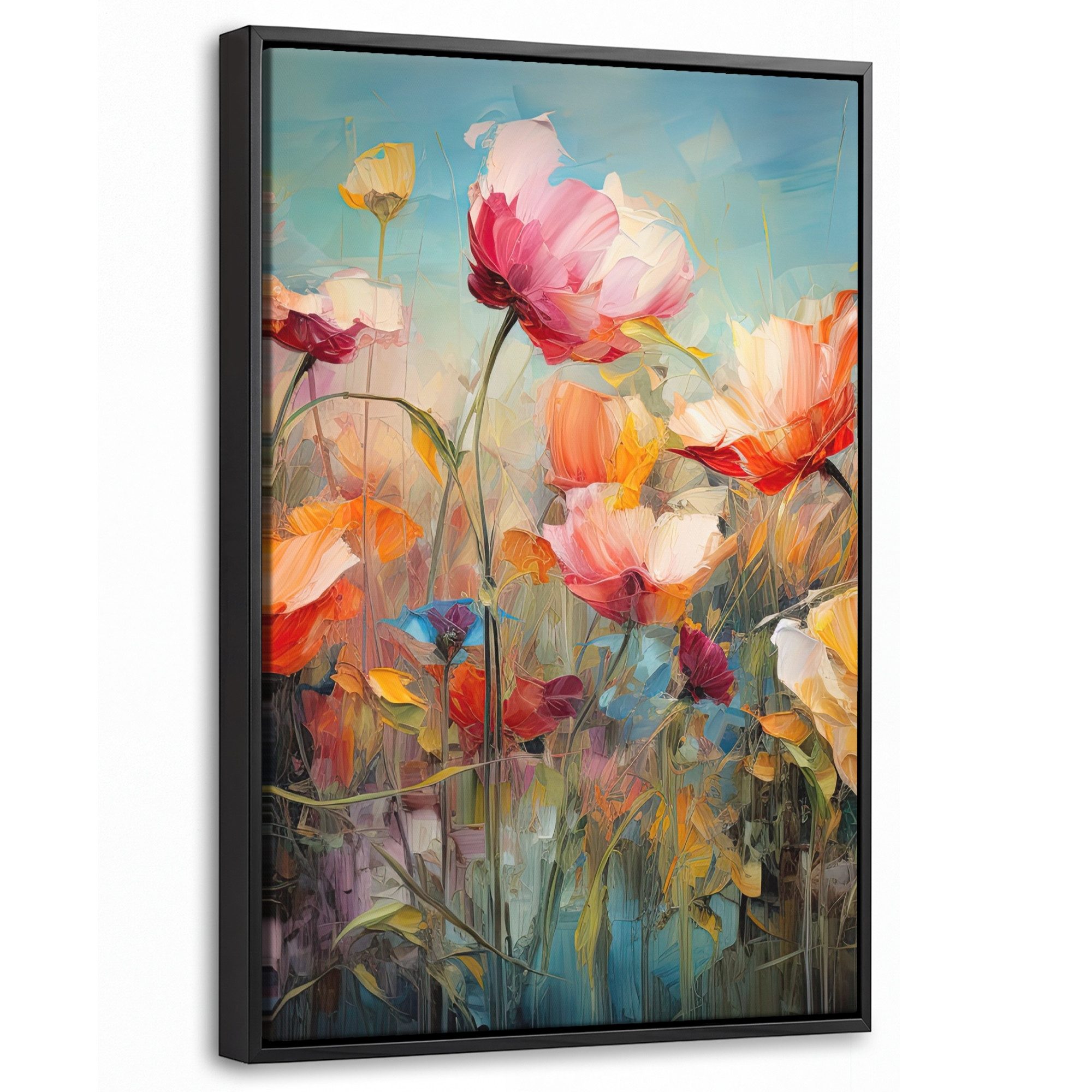 OneMillionCanvasses® Leinwandbild mit Rahmen - Blumen - Aquarell - Kunst - Botanisch - Natur, Fotodruck (1 St), Deko für Wohnzimmer Schlafzimmer Küche 20x30cm