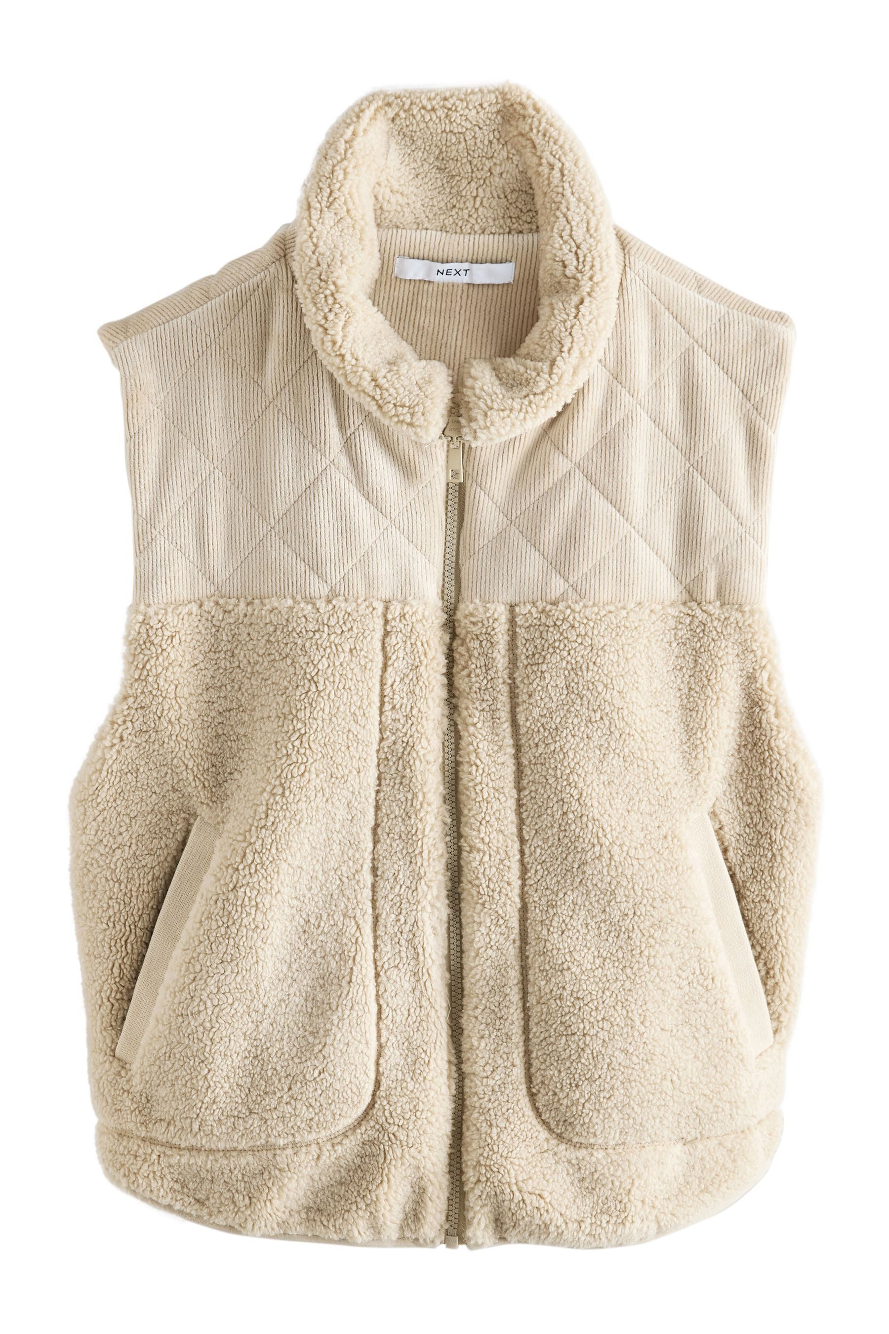 Steppweste Gilet aus Cord/Borg mit Reißverschluss