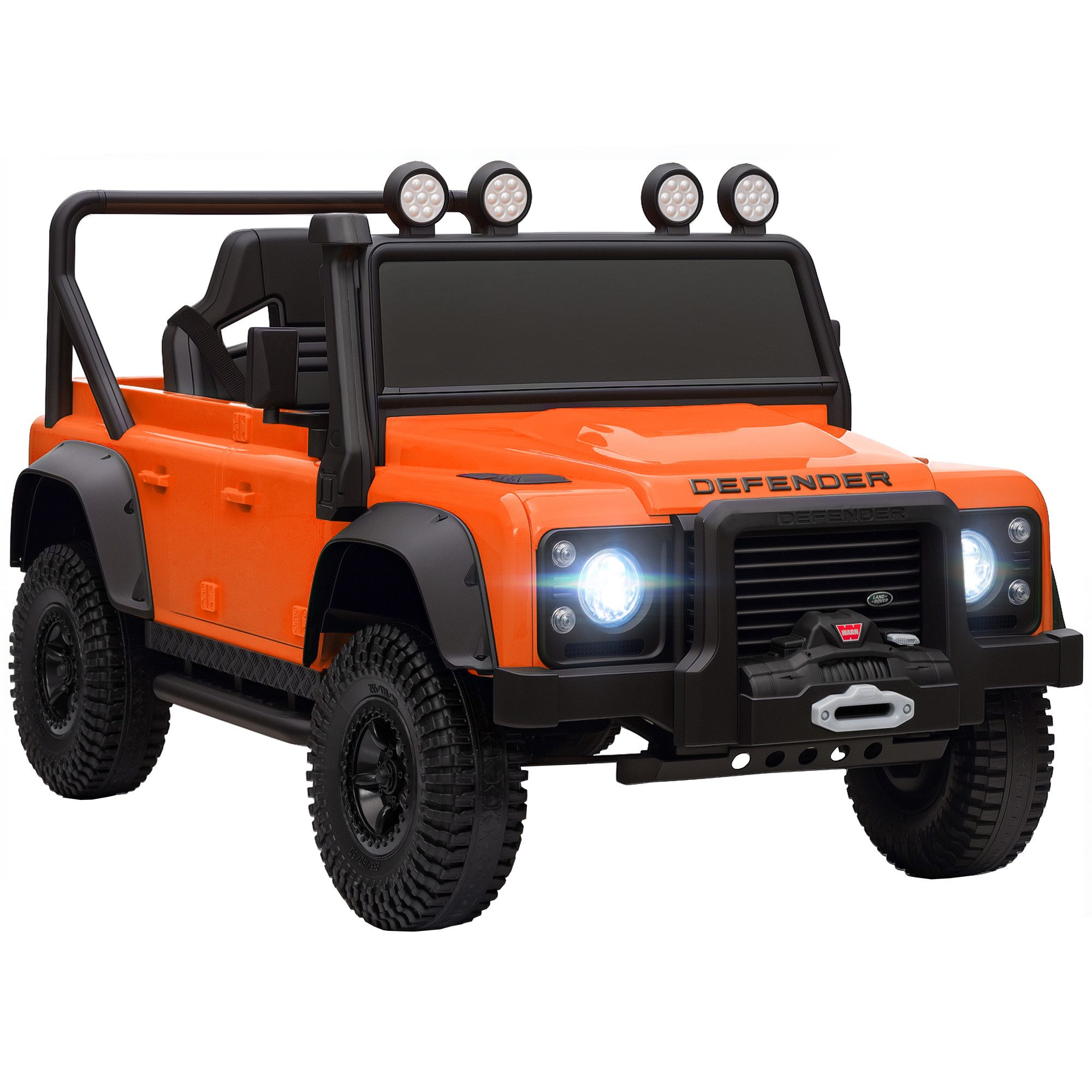 AIYAPLAY Elektro-Kinderauto Land Rover Defender 110 SVX 12V 7Ah mit Fernbedienung, 2 Motor, Belastbarkeit 30 kg, (1-tlg), für Kinder 3-5 Jahre Orange