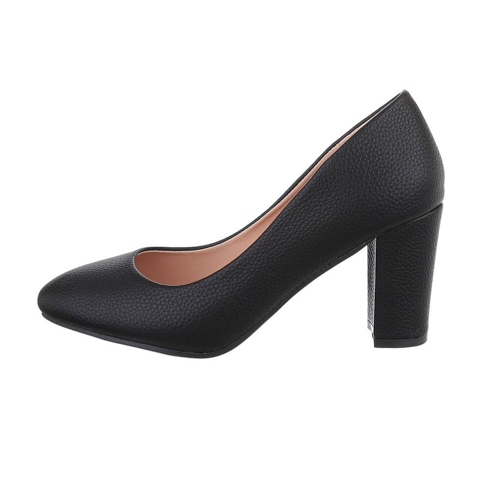 Ital-Design Damen Abendschuhe Elegant High-Heel-Pumps Blockabsatz High Heel Pumps in Schwarz