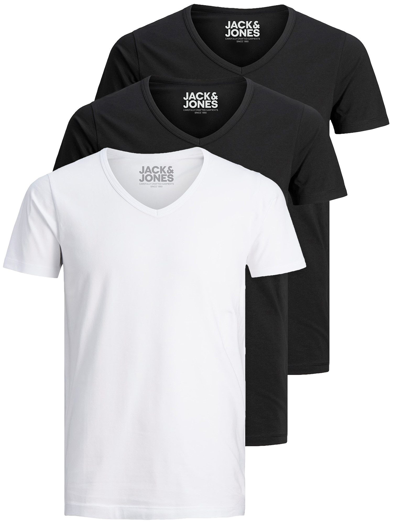 Jack & Jones T-Shirt Basic V-Neck (3-tlg., 3er Pack) etwas länger geschnitten, nicht zu kurz