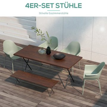 Outsunny Gartenstuhl 4er Set Stapelstühle Terrassenstühle mit Rückenlehne und Armlehne (Balkonstühle, 4 St), für Garten, bis 120 kg belastbar, Grün