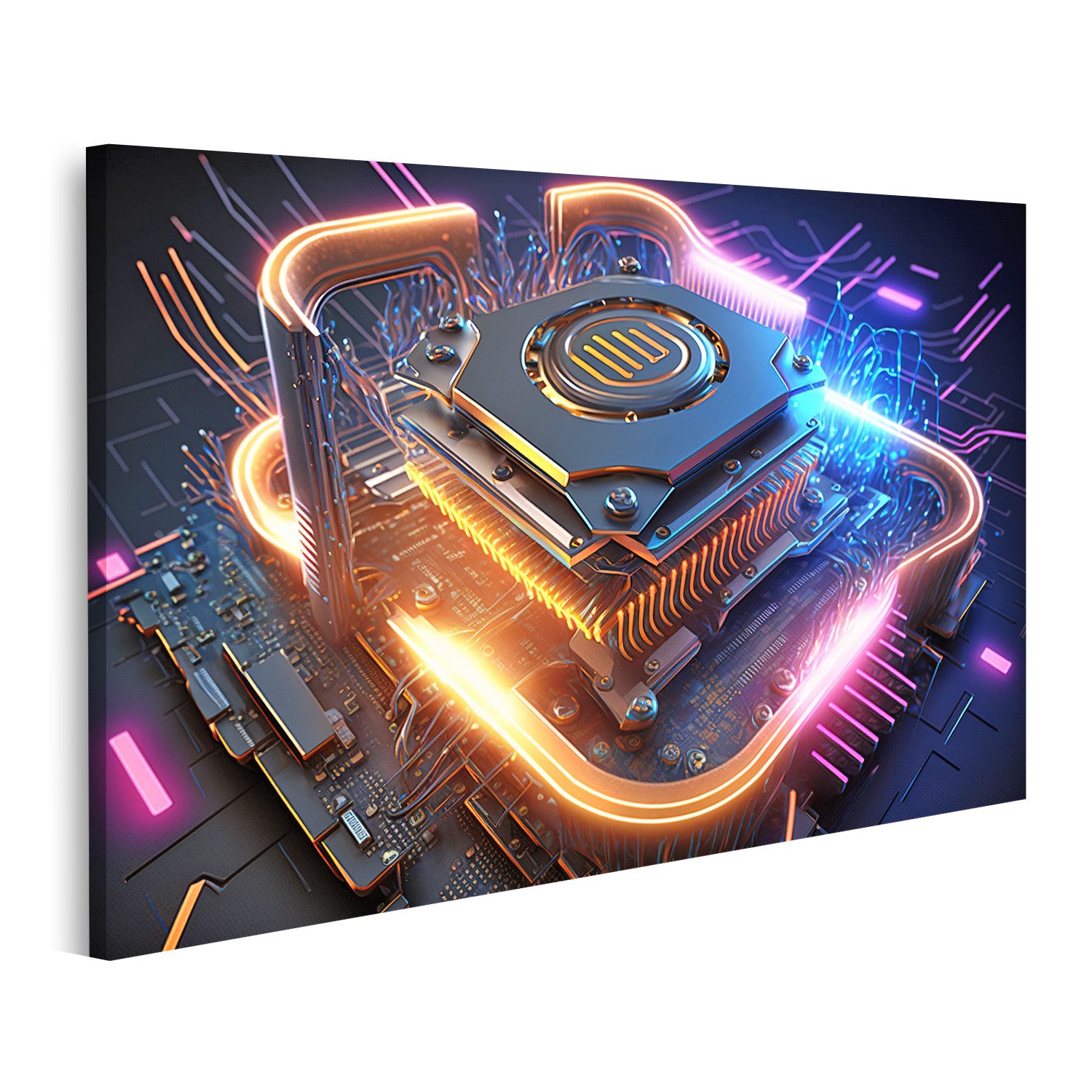 Leinwandbild Computer Prozessor - Technologie Design 80x40cm