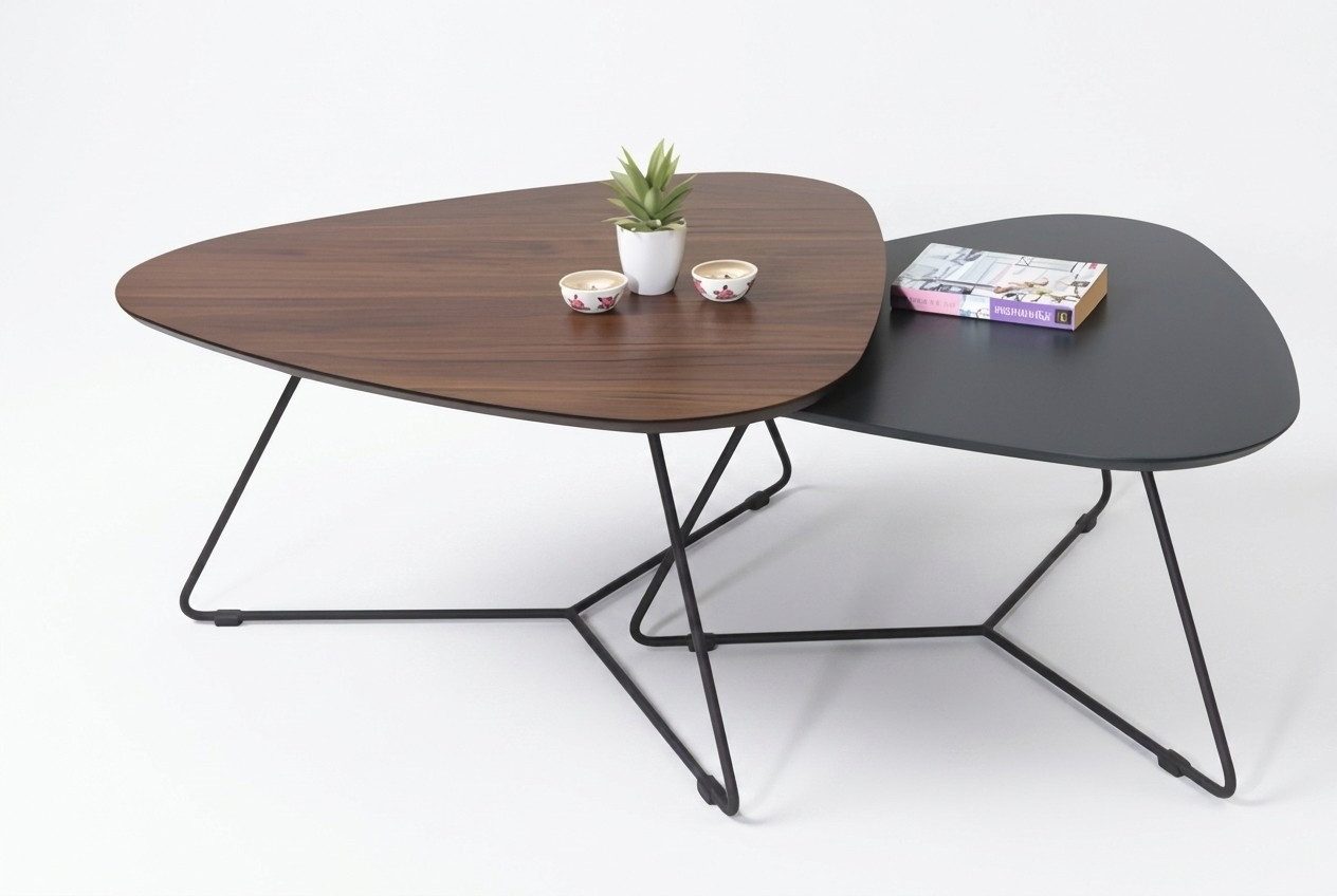 JVmoebel Beistelltisch Eleganter Satztisch in Holzoptik für modernes Wohnen (2-St., Beistelltisch 1, Beistelltisch 2), Made in Europe
