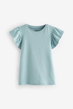 Next T-Shirt 4 x T-Shirts mit Rüschenärmeln + Pailletteneinhorn (4-tlg)