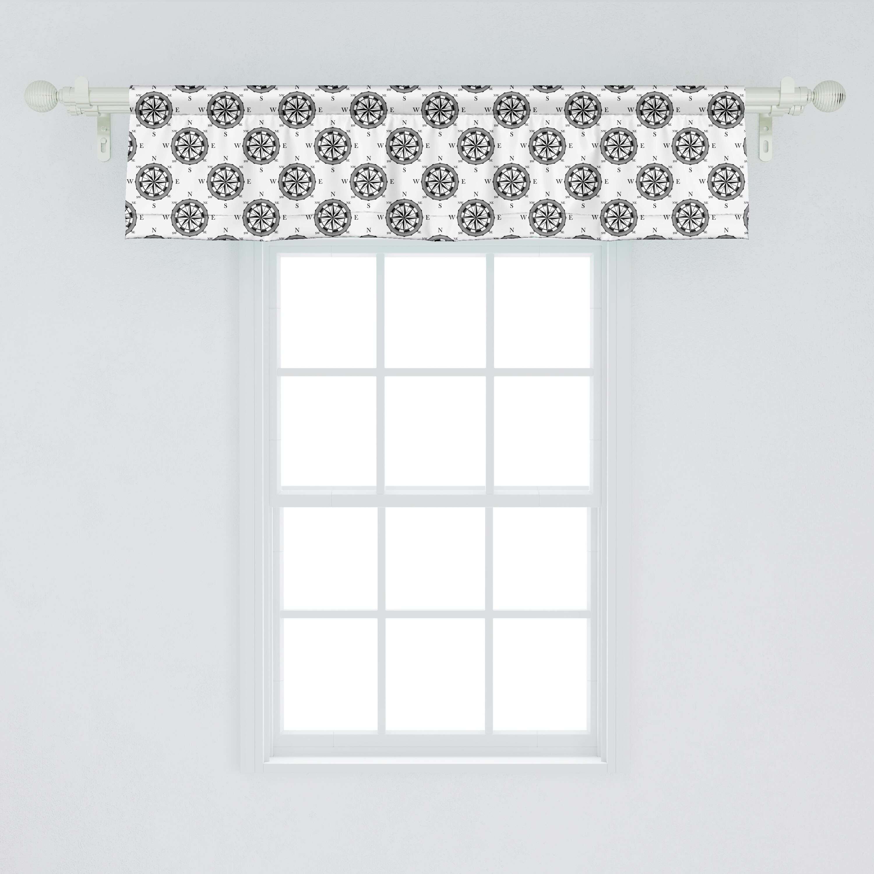Scheibengardine Vorhang Volant für Küche Abakuhaus, mit Vintage Dekor Kompass Exploration Schlafzimmer Stangentasche, Microfaser