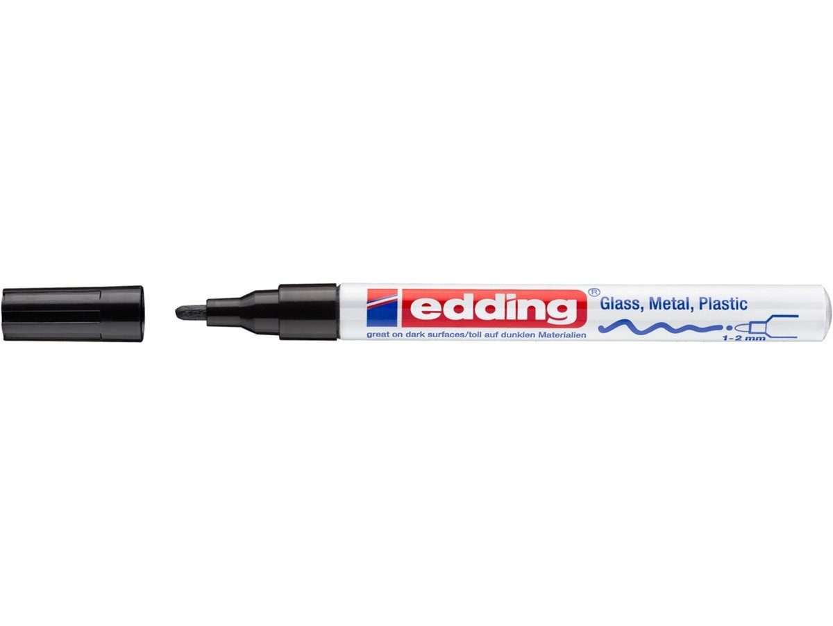 edding Lackmarker Glanzlack-Marker 751 creative rundspitze 1-2 mm schwarz, wasserfest und hitzebeständig