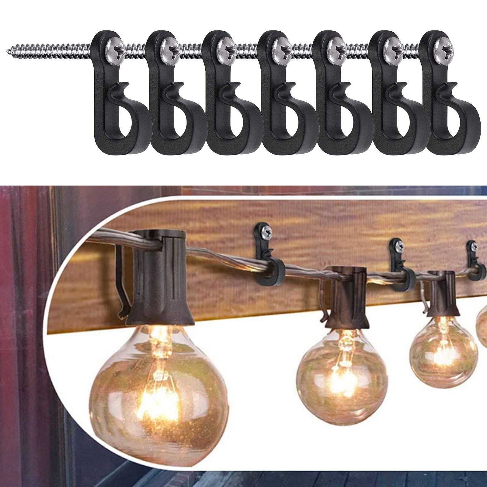 Rutaqian Lichterkette 20 Stück Lichterkettenhaken Drinnen und Draußen Leichter Hakenclip, Zum Aufhängen von Pflanzen/Windspielen und Lichterketten-Partyzubehör