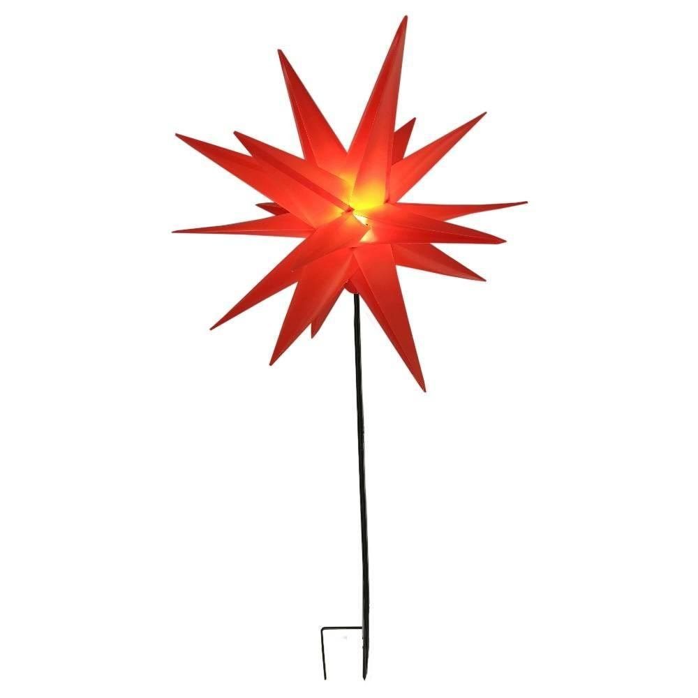 FHS LED Solarleuchte 34047 LED-Gartenstecker Kunststoffstern rot 58cm