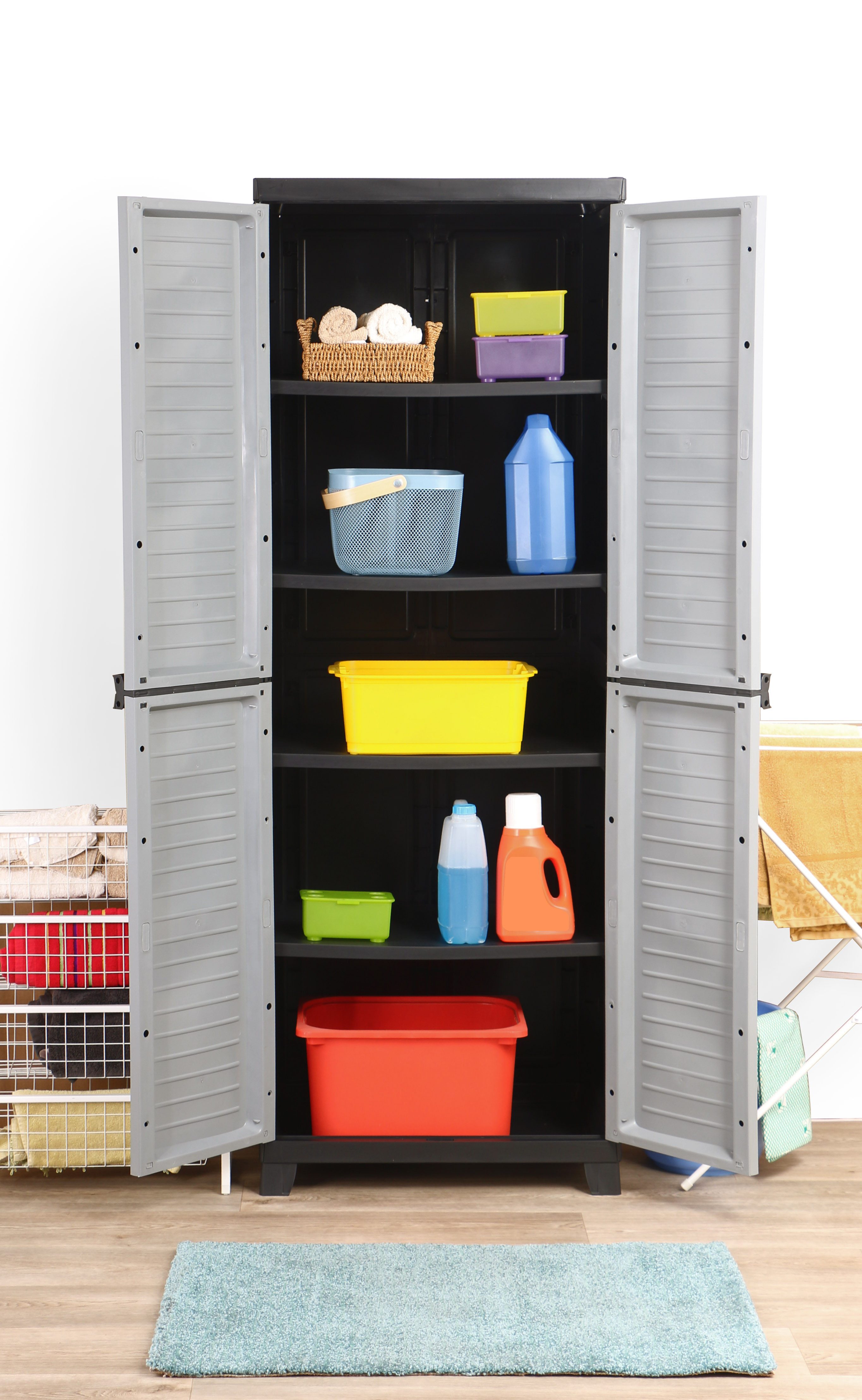 Kreher Mehrzweckschrank Kunststoffschrank der Elite Serie mit 4 verstellbaren Einlegeböden