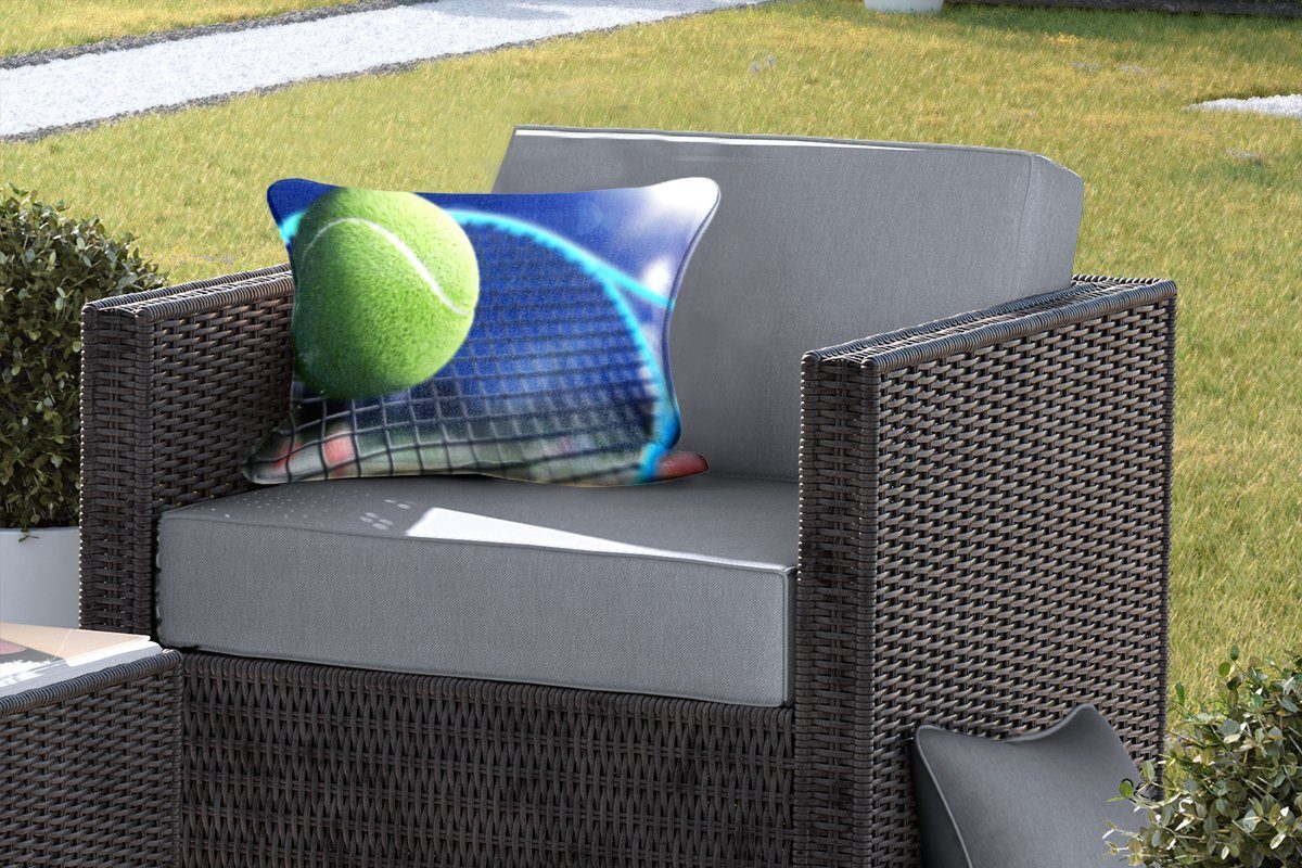 Kissenhülle Tennisschläger den Polyester, Dekokissen MuchoWow Outdoor-Dekorationskissen, Ball, Dekokissenbezug, trifft